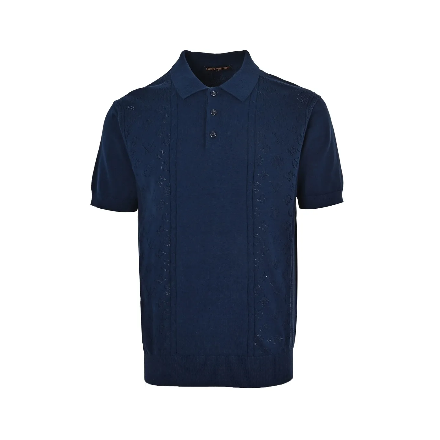 Louis Vuitton/Louis Vuitton 26ss hollow letter jacquard knitted Polo short sleeves